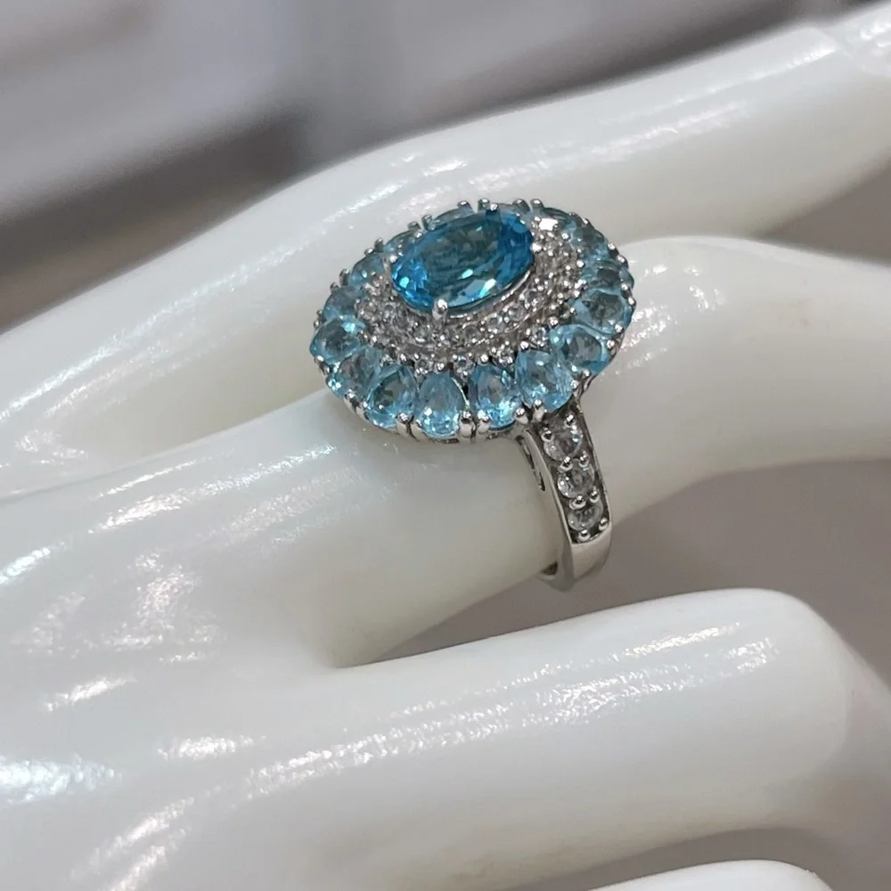 Marambaia Topaz and White Topaz Sterling Silver Cocktail Statement Ring Sz 8